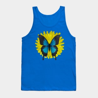 Dandelion Flower Blue Butterfly Tank Top